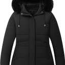 Women's Plus Size Winter Coat Waterproof warm Down Coat Detachable Hooded Parka Jacket (3X, Black)