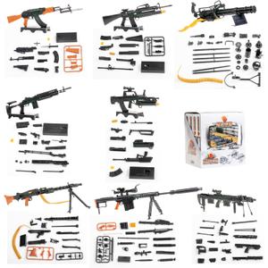 8 Pcs Assembly Toy Models for Wargame Play & Action Figures Incl. Gatling IGGM, Type 95, MK1415GM, MG42, M1G, M95, DSR-1 for DIY Toy Collections