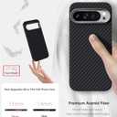 Magnetic Carbon Fiber Case for Google Pixel 9 Pro XL Compatible with MagSafe, Slim & Ultra Thin Aramid Fiber Anti-Scratch Military-Grade & Metal Camera Shockproof Case, Black&Red