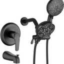 Tub and Shower Faucet Set Complete Dual Shower Head and Handheld 2 in 1 Combo Set Shower System with Tub Spout Tub and Shower Trim Kit Matte Black
