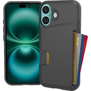 Smartish iPhone 16 Wallet Case - Wallet Slayer Vol. 1 [Slim + Protective] Credit Card Holder - Drop Tested Holds 4 Cards Hidden Flip Card Slot Cover Compatible with Apple iPhone 16 - Black Tie Affair