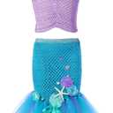 Tutu Dreams Mermaid Dress Outfit for Girls Birthday Halloween Party Dress Up Clothes Gifts (3-4 Years, Light Purple-aqua)