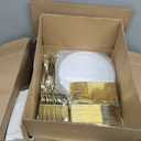 N9R 600PCS Disposable Plastic Plates, Gold Plastic Dinnerware Set Includes 100 Dinner Plates, Dessert Plate, Cups, Spoons, Forks, Knives for 100 Guests, Perfect for Party, Wedding, Birthday