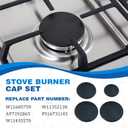 4 PCS Stove Burner Cap Set Compatible With Whirlpool,Maytag,KitchenAid Stoves Replace For AP7192865 W11435570 W11352138 PS16731145 W11605759