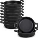 Ziliny 10 Pack Mini Cast Iron Skillets 5 x 5 x 1.3 Inch Cast Iron Pan Small Ramekin Set Black Casserole Dish Cookware Oven Safe Mini Skillets for Kitchen Indoor Outdoor Picnic