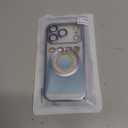 Misscase for iPhone 17 Pro Magnetic Glitter Case Compatible with MagSafe,Full Protection Slim Shockproof Anti-Scratch Case with Camera Lens Protector Plating Bling Dust-Proof Net Blue