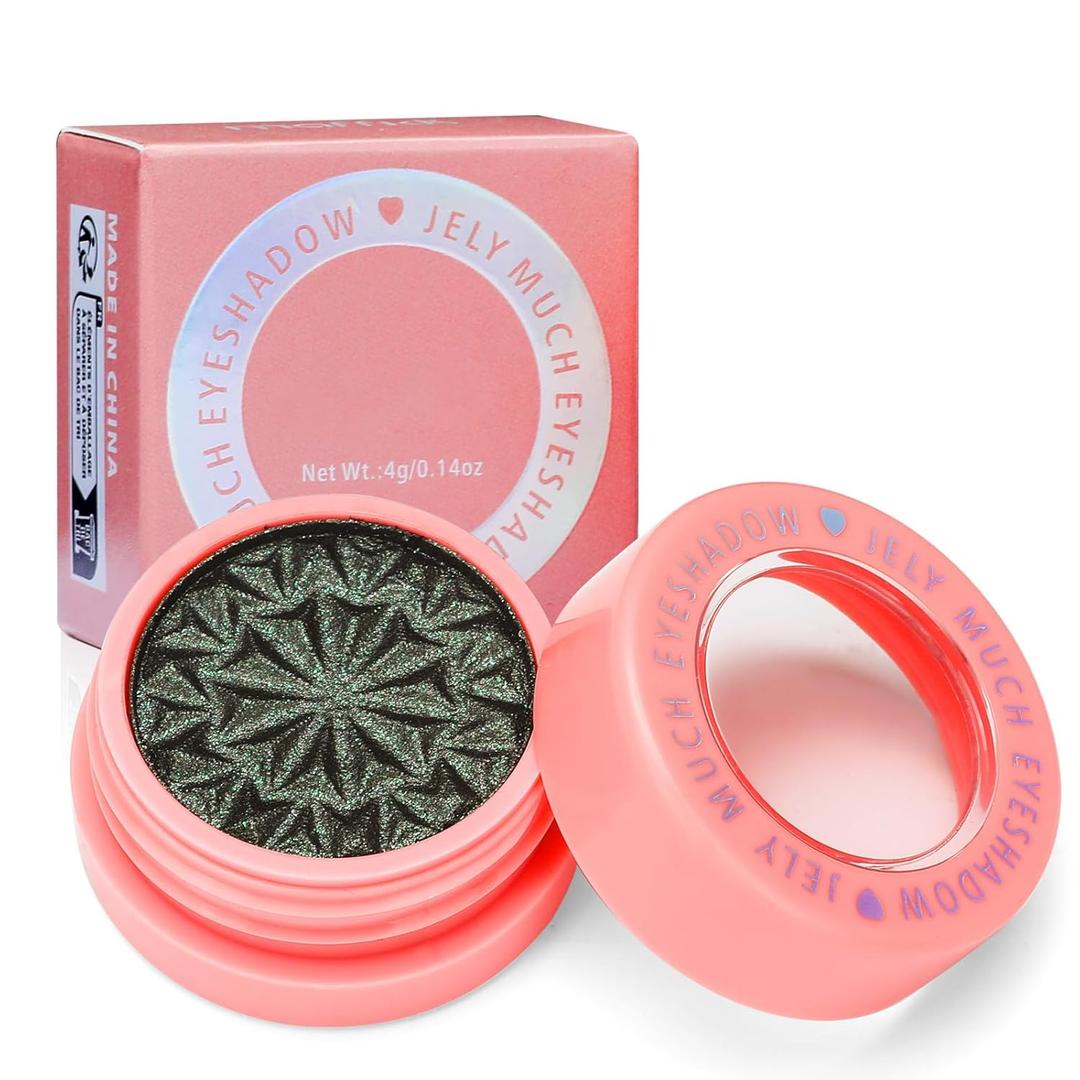 Black Glitter Eyeshadow Cream  Intense Smoky Look, Long-Lasting Gel-Based Formula, Smudge-Free, Easy to Layer and Define