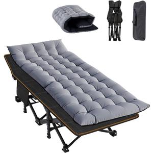 ABORON Camping Cot for Adult 28" Extra Wide, Heavy-Duty 1200D Oxford Cot for Sleeping, Portable Folding Camp Bed with Mat & Carry Bag, 75" X 28"