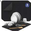 2 Pack Dish Drying Mats XL, 24" x 18" Microfiber Ultra Absorbent Kitchen Counter Mat for Dishes, Pots and Glassware, Drying Pad for Dish Easy Store, Machine Washable, Durable, Quick Drying, Multi-Use