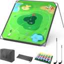 BaiYuan Portable Golf Chipping Game Set for Dads & Junior Golfers, Indoor, Outdoor Backyard & Lawn Fun with 24 Sticky Balls, Putting Mat, 2 Putter & Carry Bag - Family Golf Gifts, 71"x71"