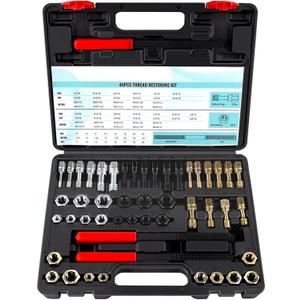 49-Piece Thread Chaser Set, UNC UNF & Metric Thread Repair Kit with Taps, Dies, and Files, Rethread Repair Tool for Bolts, Nuts and Screws