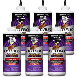 Hot Shot Bed Bug Killer Dust With Diatomaceous Earth 8 Ounces, Treatment For Bed Bugs, 6 Pack