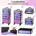 Makeup Train Case with Drawer, Rolling Makeup Case, Cosmetology Case on Wheels, Gift, Large Makeup Case Organizers, Professional for Salon Barber, Nail, Tattoo, Black Colourful