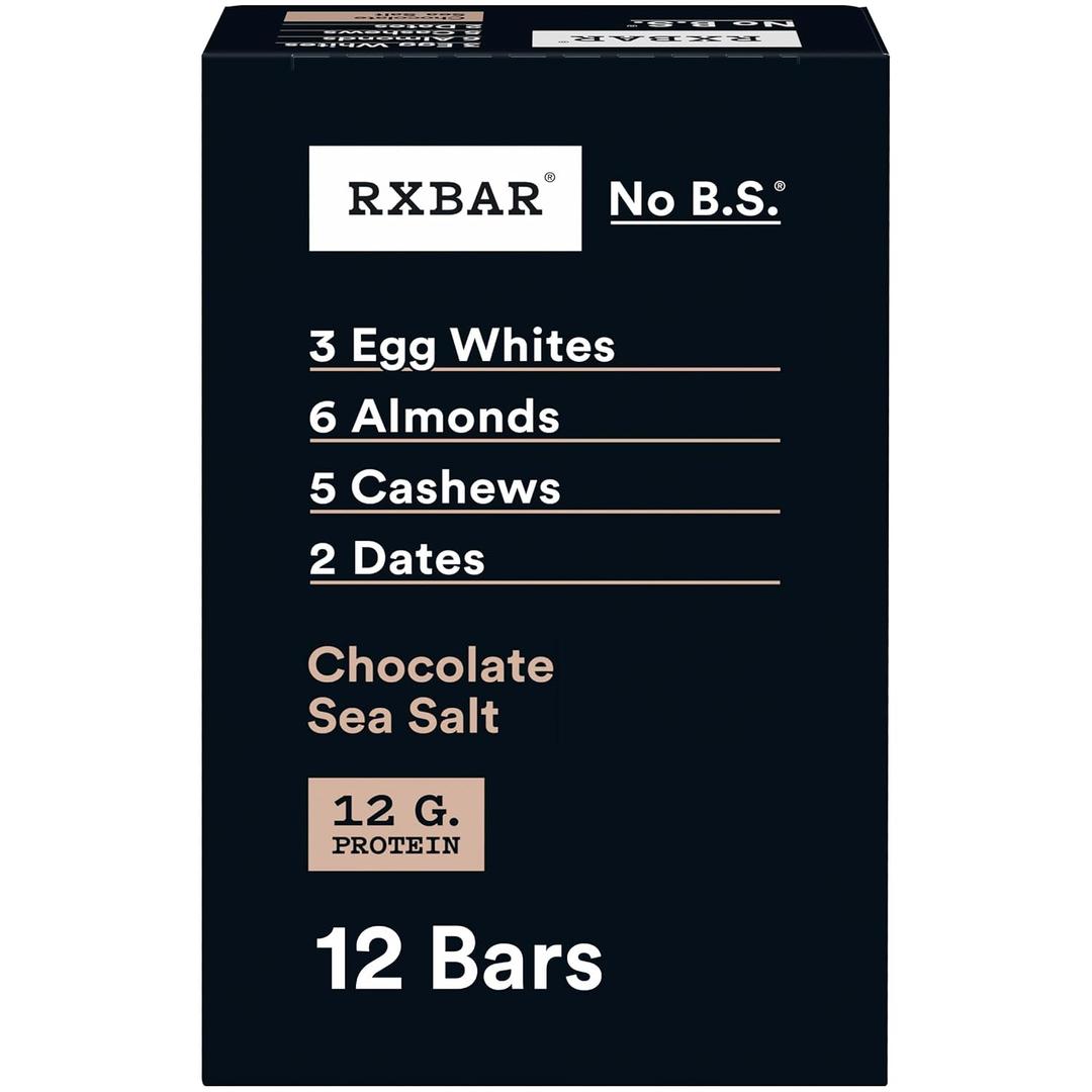 RXBAR Protein Bars, Protein Snack, Snack Bars, Chocolate Sea Salt, 22oz Box (12 Count) (EXP 05/27/26)