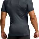 ATHLIO Men's Cool Dry Short Sleeve Compression Shirts, Sports Baselayer T-Shirts Tops, Athletic Workout Shirt, 3pack Tops Black/Charcoal/White, XX-Large