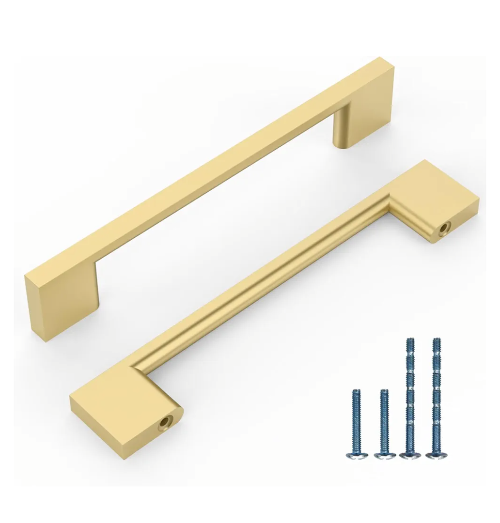 10 Pack 5 Inch(128mm) Kitchen Cabinet Handles Brushed Gold Cabinet Pulls Kitchen Cabinet Hardware Drawer Pulls for Cupboard Wardrobe