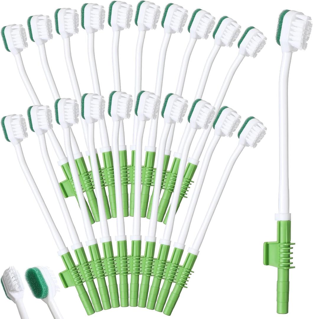 Didaey 20 Pcs Suction Swab Toothbrush Care Disposable Oral Swab Suction Toothbrush for Machine Sponge Individually Wrapped for Elderly Adults Oral Dental Mouth Care (Green)