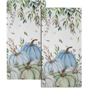 Giwawa Fall Blue Pumpkin Hand Towels Set of 2 Autumn Harvest Bathroom Towel Soft Absorbent Kitchen Hotel Spa Gym Towel Thanksgiving Decor Gifts