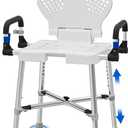 Shower Chair for Seniros Elderly Handicap Disabled or Bariatric Adults with Arms and Back, Bench Seat for Inside Shower stall and Bathroom Bath Tub Seats Adjustable Stool Heavy Duty 500 lbs sit Chairs