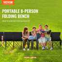 VEVOR Portable Folding Bench, 8 Seats Foldable Sideline Bench, Outdoor Camping Bench Chair with Carry Bag & Backrest, Team Sport Sideline Bench for Football Fishing, No Assembly Instant Seating, Black