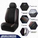 Skechers Air-Cooled Memory Foam Seat Covers,Mesh Thick Car Seat Covers,Piping Leather Car Seat Cover,Airbag Compatible,Automotive Comfort for Most Cars, Vans, Trucks, SUV(Orange, Full Set)