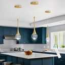 Modern Pendant Lights for Kitchen Island LED Dimmable Crystal Glam Ceiling Pendant Lighting for Dining Room Hallway Bedroom Corner Lamp Antique Gold