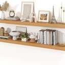 Floating Shelves for Wall, 9.3" Deep Wall Mounted Wood Shelves for Bathroom, Bedroom, Living Room, Kitchen, Hanging Shelf for Books/Storage/Room Decor (Oak, 55"), Set of 1