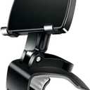 Car Phone Mount, 360 Rotatable ABS Auto Rearview Mirror Cellphone Bracket Clip with Non-Slip Base, Multifunctional Vehicle Interior Dash Phone Holder for 3 to 7 Inch Smartphones