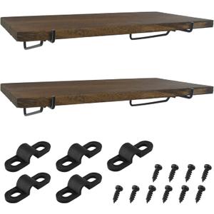 G.CORE 2 Pack Wooden Pegboard Shelves with Brackets, Peg Board Shelf Hooks Assortment Organizer Accessory, Various Tools Storage Arrange System Kit, for Garage Craft Workshop Workbench Hobby Office