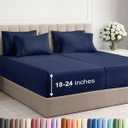 Extra Deep Split King Sheet Set - 7 Piece Breathable and Cooling Sheets - Hotel Luxury Bedding for Women, Men, Kids & Teens - Easy Secure Fit - Soft and Wrinkle Free - Extra Deep Pockets - Navy Blue