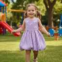 Toddler Girls Tutu Dresses Summer Sleeveless Bow Sling Sundress Spring Princess Bubble Birthday Dress 3-Piece Outfits (Purple)