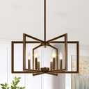 25"Modern Oil-Rubbed Bronze No Assembly Required Chandelier for Dining Room, Oil-Rubbed Bronze Dining Room Light Fixture Over Table, Industrial Metal Hanging Pendant Lights Fixture for Kitchen Island