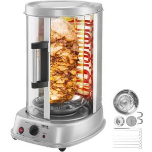 VEVOR Shawarma Grill Machine, Vertical Chicken Shawarma Cooker Machine Countertop, Electric Stainless Steel Broiler Gyro Rotisserie Oven Doner Kebab Machine, for Home Restaurant Kitchen Parties, Electric 11.5l