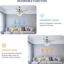 Crystal Ceiling Fan with Lights Modern Chandelier Fan with Remote Chrome Reversible Fan Light Fixture for Bedroom Dining Room 52", D52