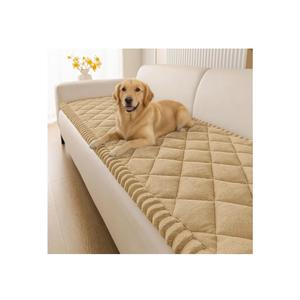 Smiry Fuzzy Couch Cover for Dogs, Non Slip Washable Pet Sofa Cover, Scratch Proof Hair Resistant Plush Sofa Slipcover, Pet Friendly Couch Cushion Protector for Cat, Camel, 27.6" x 70.9"