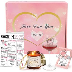 JWEX 50th Birthday Gifts Women, 50TH Birthday Gifts for Her, 50th Anniversary for Friends, Daughter, Sister Mom - Turning 50 Present