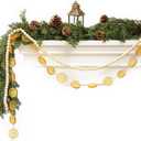 Yinkin 6.5 ft Artificial Orange Slices Garland Christmas Decorations with 6.5 ft Rustic Wooden Bead Garland Hanging Ornaments for Christmas Tree Fireplace Wreath Doorway Wall Window Decor