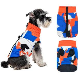 Winter Waterproof Windproof Dog Vest Coat,1 Pack Durable Doggie Winter Coat Warm Puppy Cold Weather Apparel from Small to Large Breed (Orange Camo,XL)