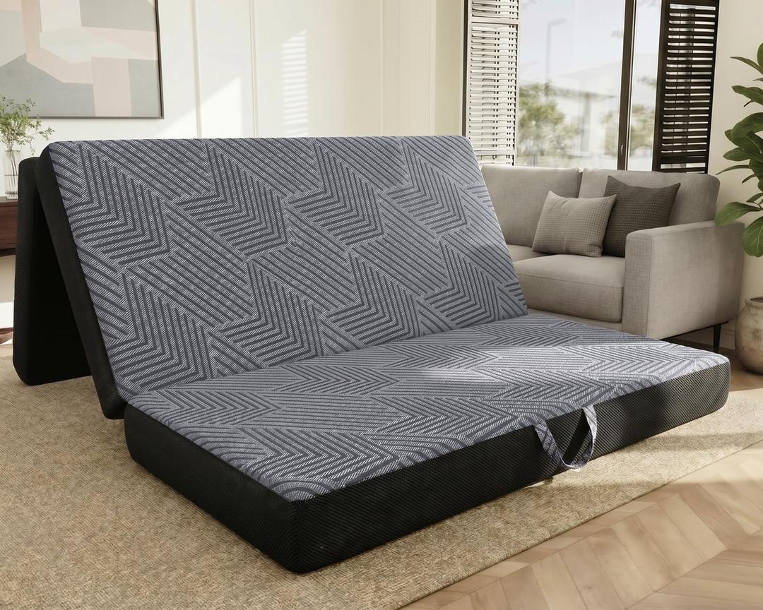 MEWMINGLE Tri Folding Mattress 6 Inch Queen, Memory Foam Foldable Bed, Zero Odor, 100% Polyester Removable Cover, Sturdy Handles, Breathable Mesh & Non-Slip Bottom, CertiPUR-US Certified, 78"x 58"