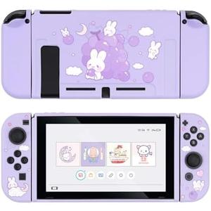 GeekShare Protective Case for Switch, Soft TPU Slim Case Cover Compatible with Switch Console and Joy Con - Grape Bunny (for Switch 2017)