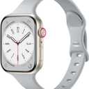 3 x WJK Sport Strap Compatible with Apple Watch Bands 38mm 40mm 41mm 42mm 44mm 45mm 46mm 49mm for Women, Soft Slim Thin Silicone Band Compatible with Apple Watch Series 10 9 8 7 6 5 4 3 2 1 Ultra/Ultra 2 (Light Gray)