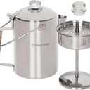 KingCamp Percolator Coffee Pot Campfire Coffee Boiler Kettle 304 Stainless Steel with Wood Handle for Outdoor Camping Cookware, Cabin, RV, Kitchen, Hunting & Backpacking, NO Aluminum or Plastic 9 Cup