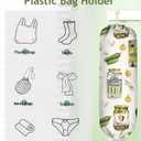 Plastic Bag Holder Organizer - 1 Pack Reusable Canvas Grocery Bags Holder Hanging Wall Cute Aesthetic Shopping Bag Storage Dispenser with Drawstring Closure for Kitchen Home, Canned