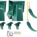 Heavy Duty Children Swing Set Hardware Replacement Kit Including 2 Swing Brackets 4 Swing Hangers 2 Green Swing Seats for Outdoor Playground Equipment Parts Hardware Included (G007)