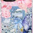 for iPhone 15 Case, Coastal Vintage Collage Pattern, Military-Grade Drop Protection, Vintage Seaside Soft Slim TPU Protective Cover with Camera Protection for Girls (PlumeriaSea)