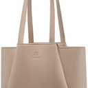 LOVEVOOK Shoulder Bag for Women - Vintage-Style Top Handle Shoulder Bag,Faux Leather Small Purse for Women with Zipper (Sandy)