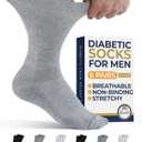 Pembrook Diabetic Socks for Men - 6 Pairs Crew Diabetic Neuropathy Socks for Men | Non Binding (Medium, 2 Black / 2 White / 2 Gray - 6 Pairs)