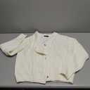 PRETTYGARDEN Women's Chunky Knit Open Front Sweater Long Sleeve Button Loose Short Cardigan Outerwear Coats (Medium, White)