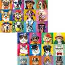 2 Pack 300 Piece Puzzle for AdultsBeautiful Cats Dogs Puzzle for Adults TeensLarge Piece Fun Jigsaw Puzzle for Kids Ages 8-10 10-12,Glossy & Sturdy Pieces,Family Game Great Gift Idea,20.5x15 in