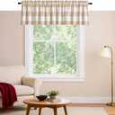 Softopia Cotton Mini Gingham Check Valance Curtains, 2 Pack, 54x18 Inches, 100% Cotton Rod Pocket Kitchen Window Valances for Farmhouse, Café, Bedroom, Bathroom and Living Room - Beige White